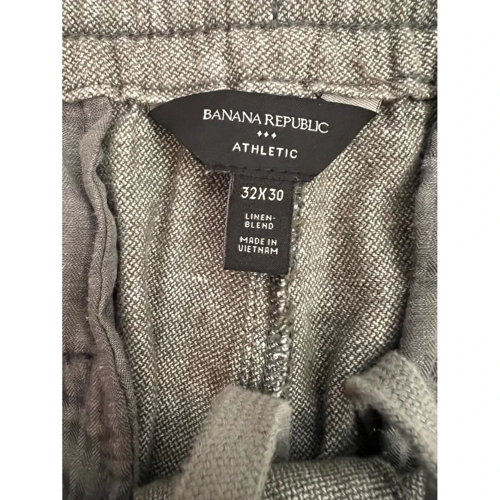 Banana Republic Athletic Linen Blend Pants Mens 32 Desert Thyme Green Resort
